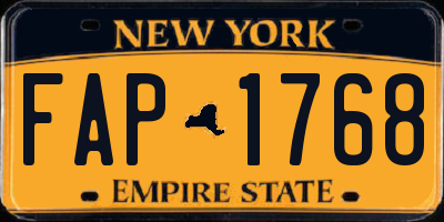 NY license plate FAP1768