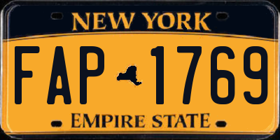 NY license plate FAP1769
