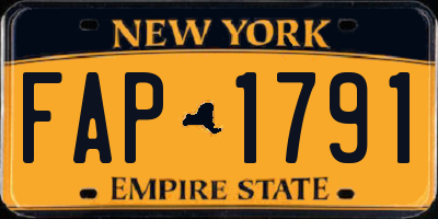 NY license plate FAP1791