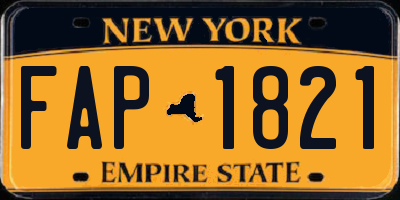 NY license plate FAP1821