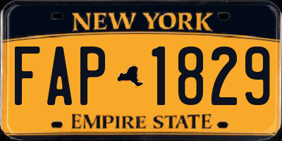 NY license plate FAP1829