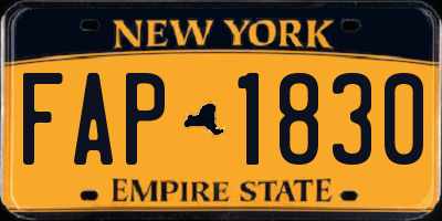 NY license plate FAP1830