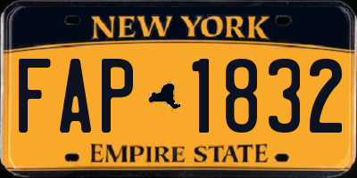 NY license plate FAP1832