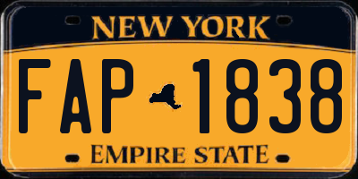 NY license plate FAP1838