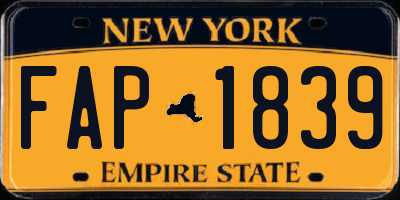 NY license plate FAP1839