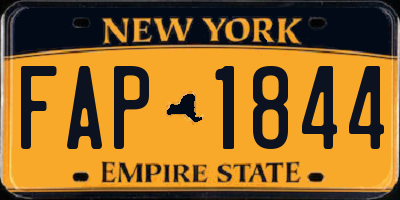 NY license plate FAP1844