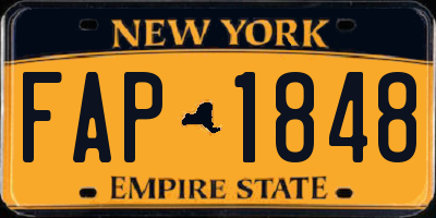 NY license plate FAP1848