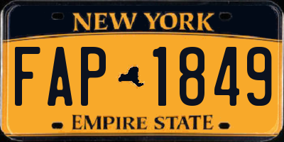 NY license plate FAP1849