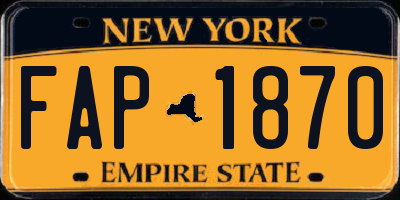 NY license plate FAP1870