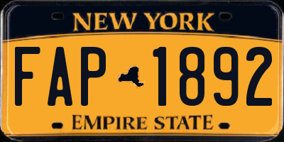 NY license plate FAP1892