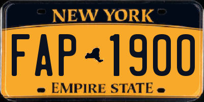 NY license plate FAP1900