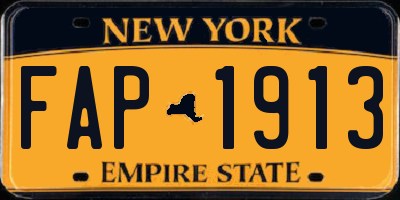 NY license plate FAP1913