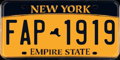 NY license plate FAP1919