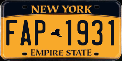 NY license plate FAP1931