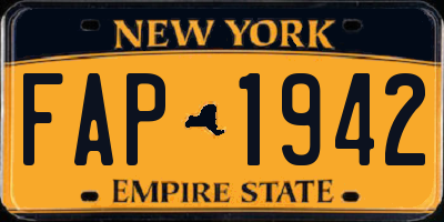 NY license plate FAP1942