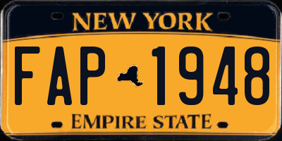 NY license plate FAP1948