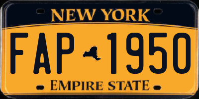 NY license plate FAP1950