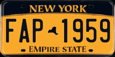 NY license plate FAP1959