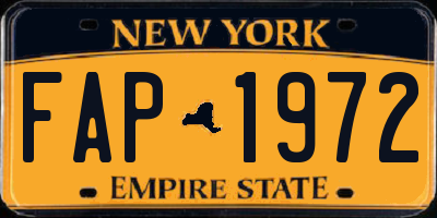 NY license plate FAP1972