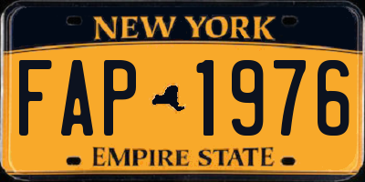 NY license plate FAP1976