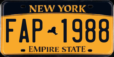 NY license plate FAP1988