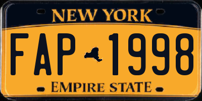 NY license plate FAP1998