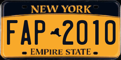 NY license plate FAP2010