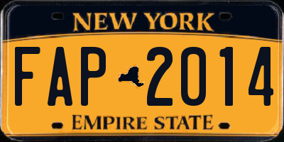 NY license plate FAP2014