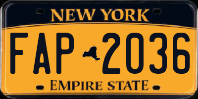 NY license plate FAP2036