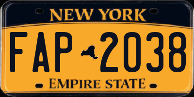 NY license plate FAP2038