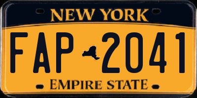 NY license plate FAP2041