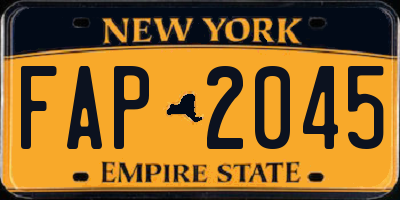 NY license plate FAP2045