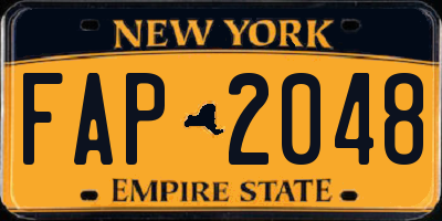 NY license plate FAP2048