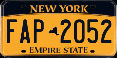 NY license plate FAP2052