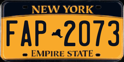 NY license plate FAP2073