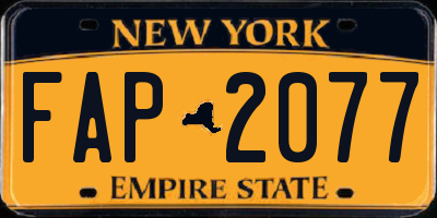 NY license plate FAP2077