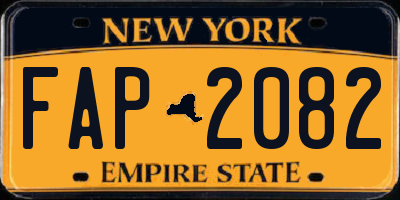 NY license plate FAP2082