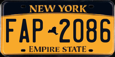 NY license plate FAP2086