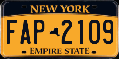 NY license plate FAP2109