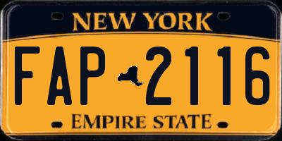 NY license plate FAP2116