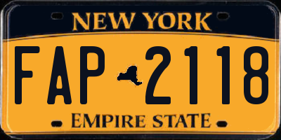 NY license plate FAP2118