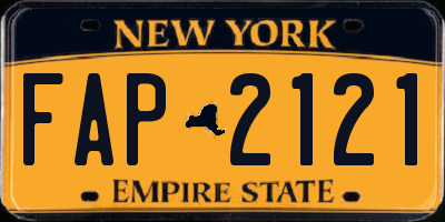 NY license plate FAP2121