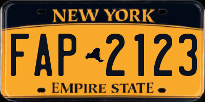 NY license plate FAP2123