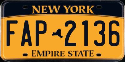 NY license plate FAP2136