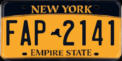 NY license plate FAP2141