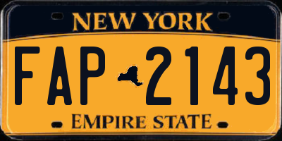 NY license plate FAP2143