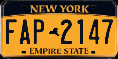 NY license plate FAP2147