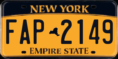 NY license plate FAP2149