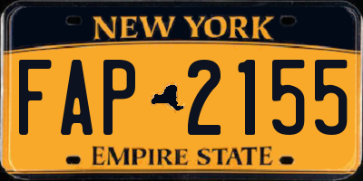 NY license plate FAP2155