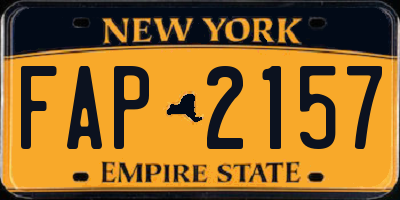 NY license plate FAP2157